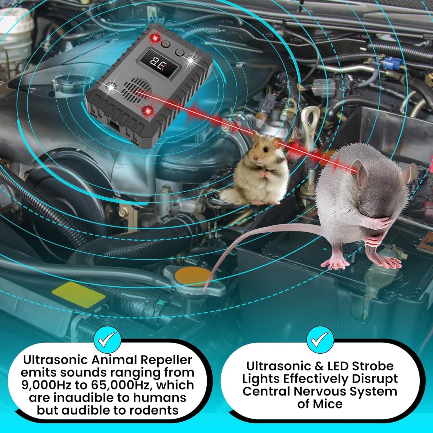 AutexRat Ultrasonic Rodent Repeller For Cars