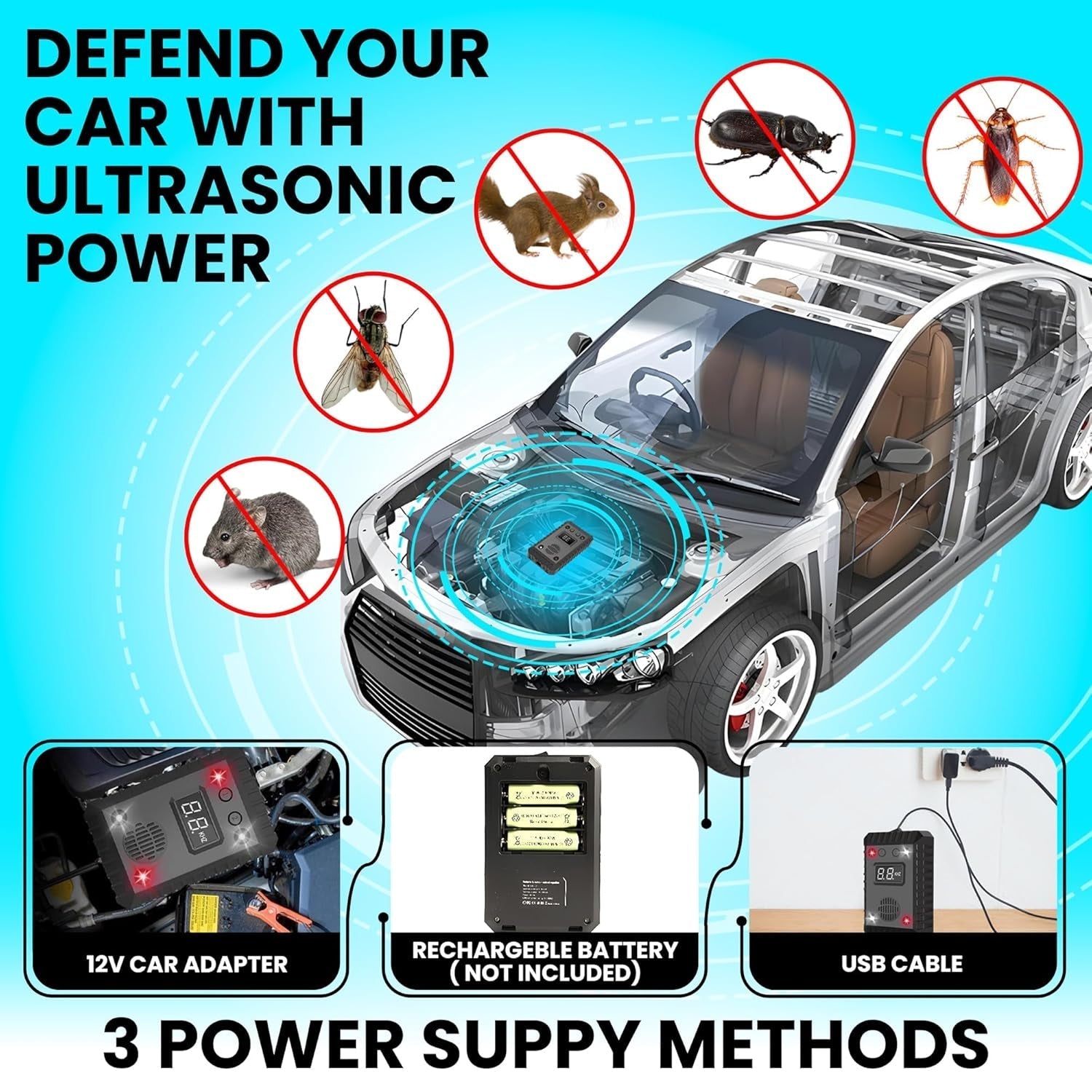 AutexRat Ultrasonic Rodent Repeller For Cars