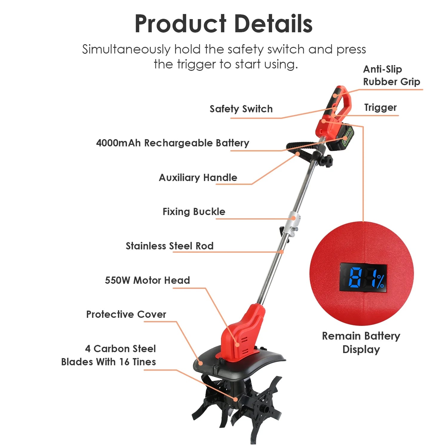 Digrootix Battery Powered Tiller