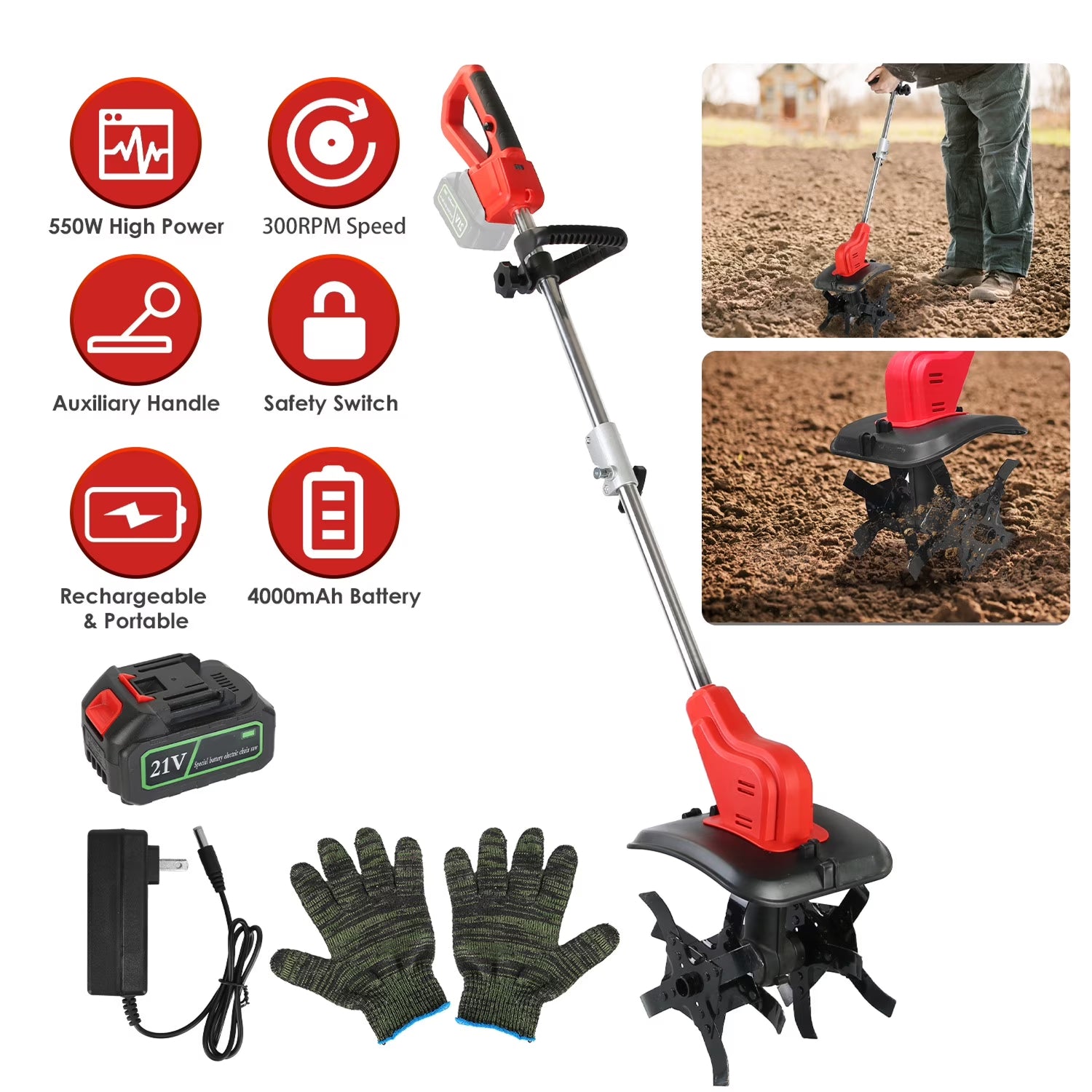 Digrootix Cordless Tiller Cultivator