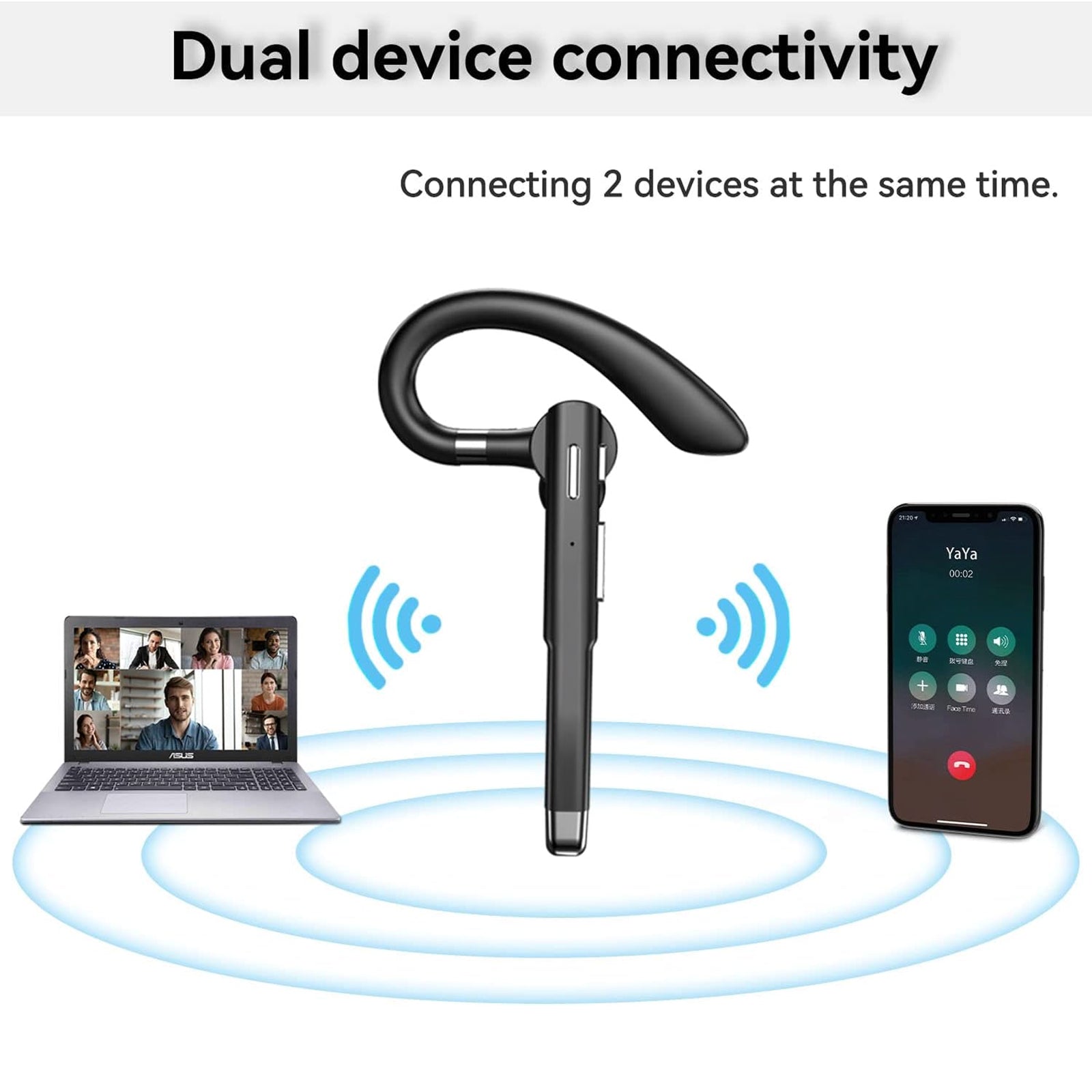 EzyTalux Bluetooth Headset For Cell Phone
