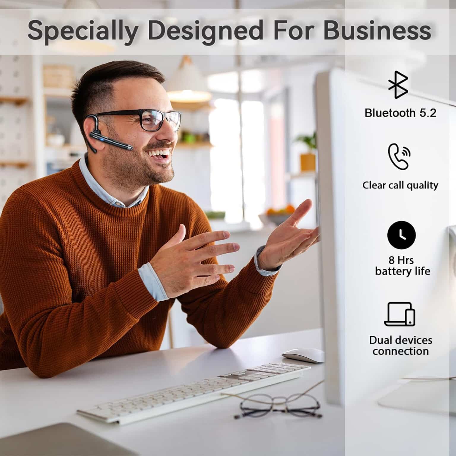 EzyTalux CVC8.0 Noise Cancelling Bluetooth 5.2 Headset