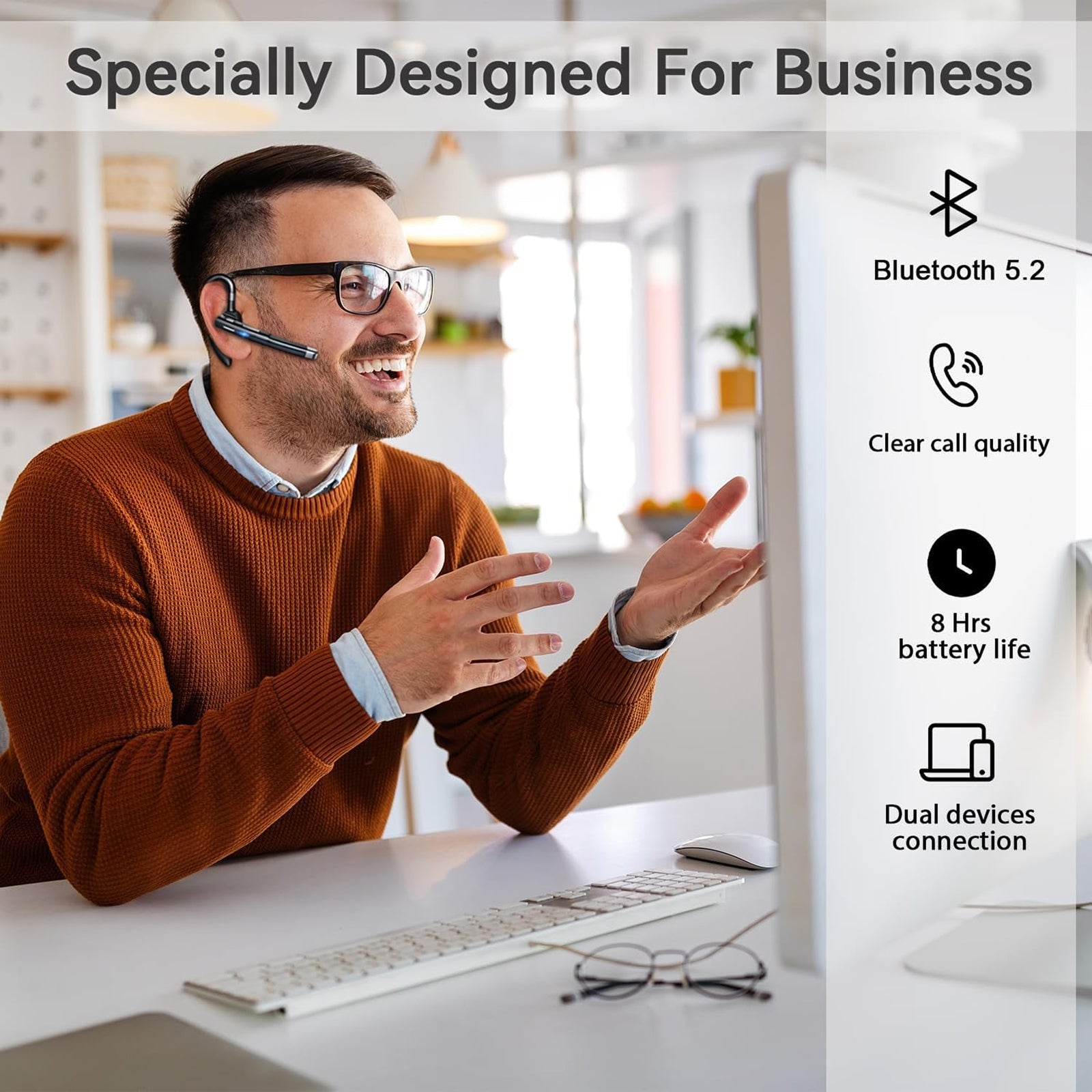 EzyTalux Bluetooth Headset For Cell Phone
