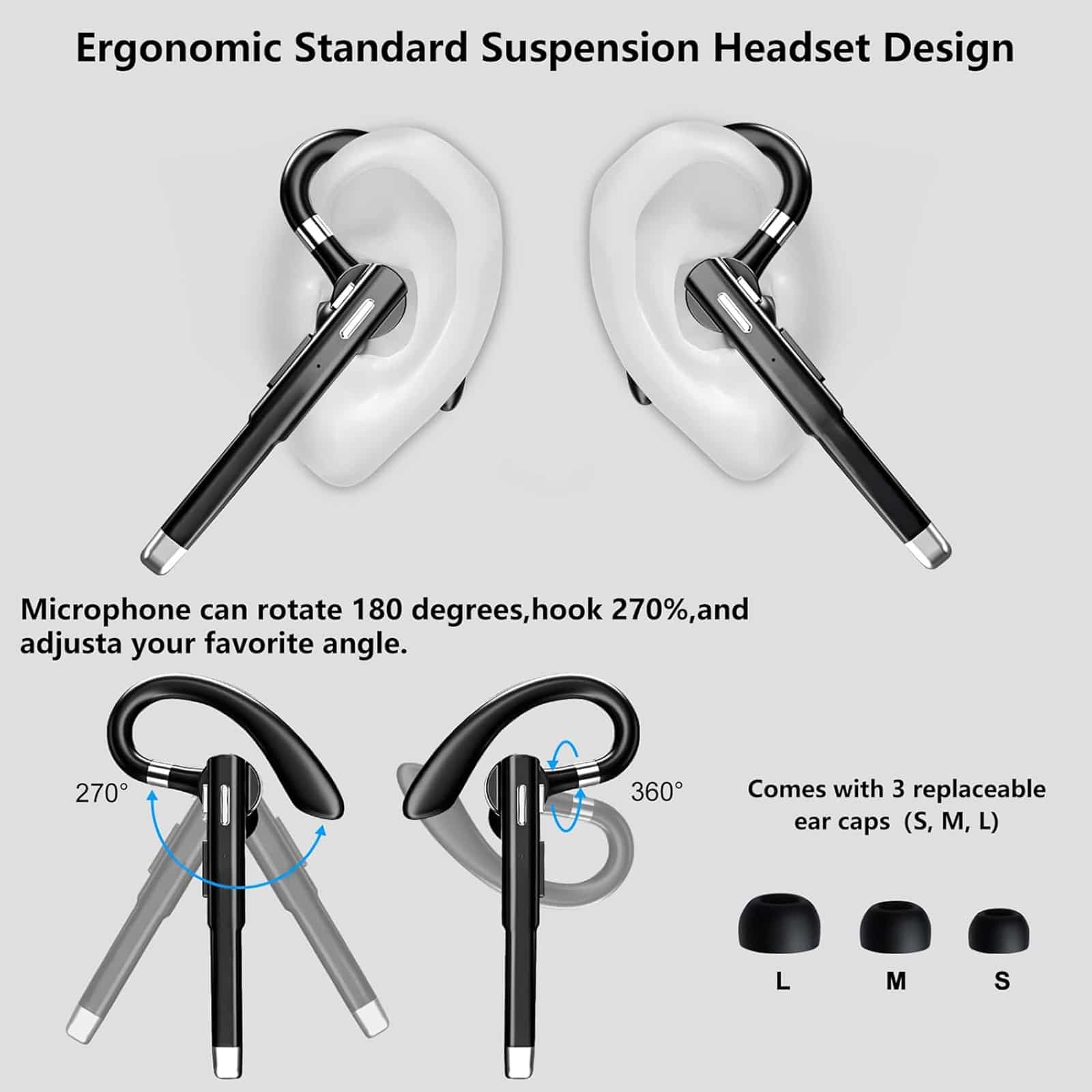EzyTalux CVC8.0 Noise Cancelling Bluetooth 5.2 Headset