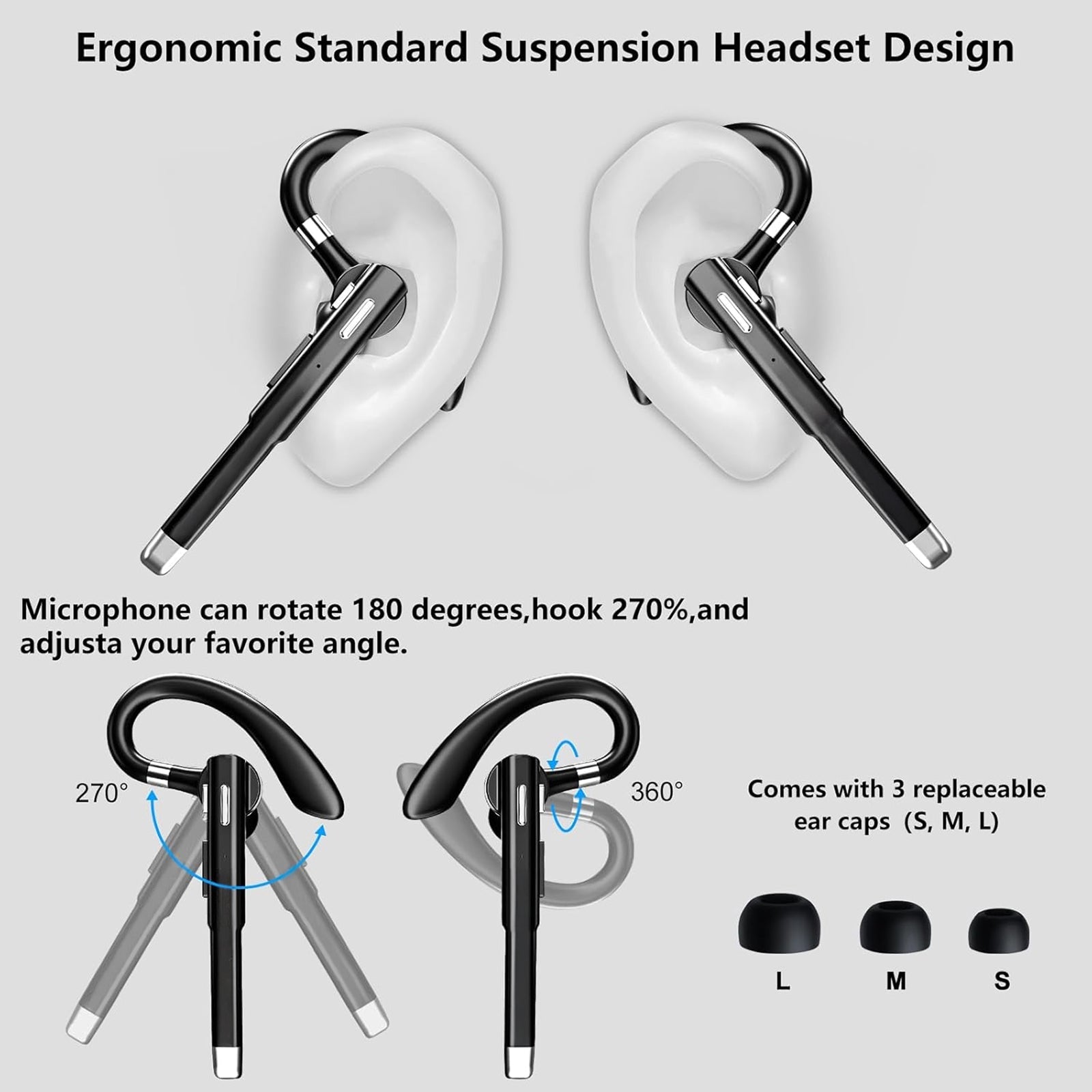EzyTalux Bluetooth Headset For Cell Phone