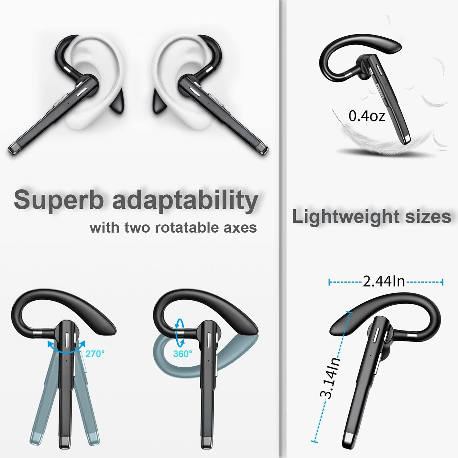EzyTalux Bluetooth Headset For Cell Phone