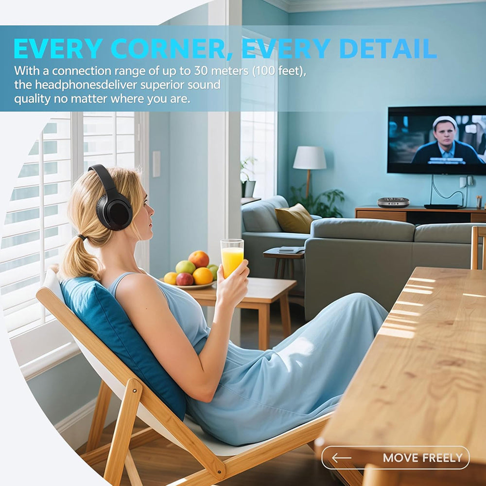 CozeTone V2 TV Headphones For Hearing Impaired