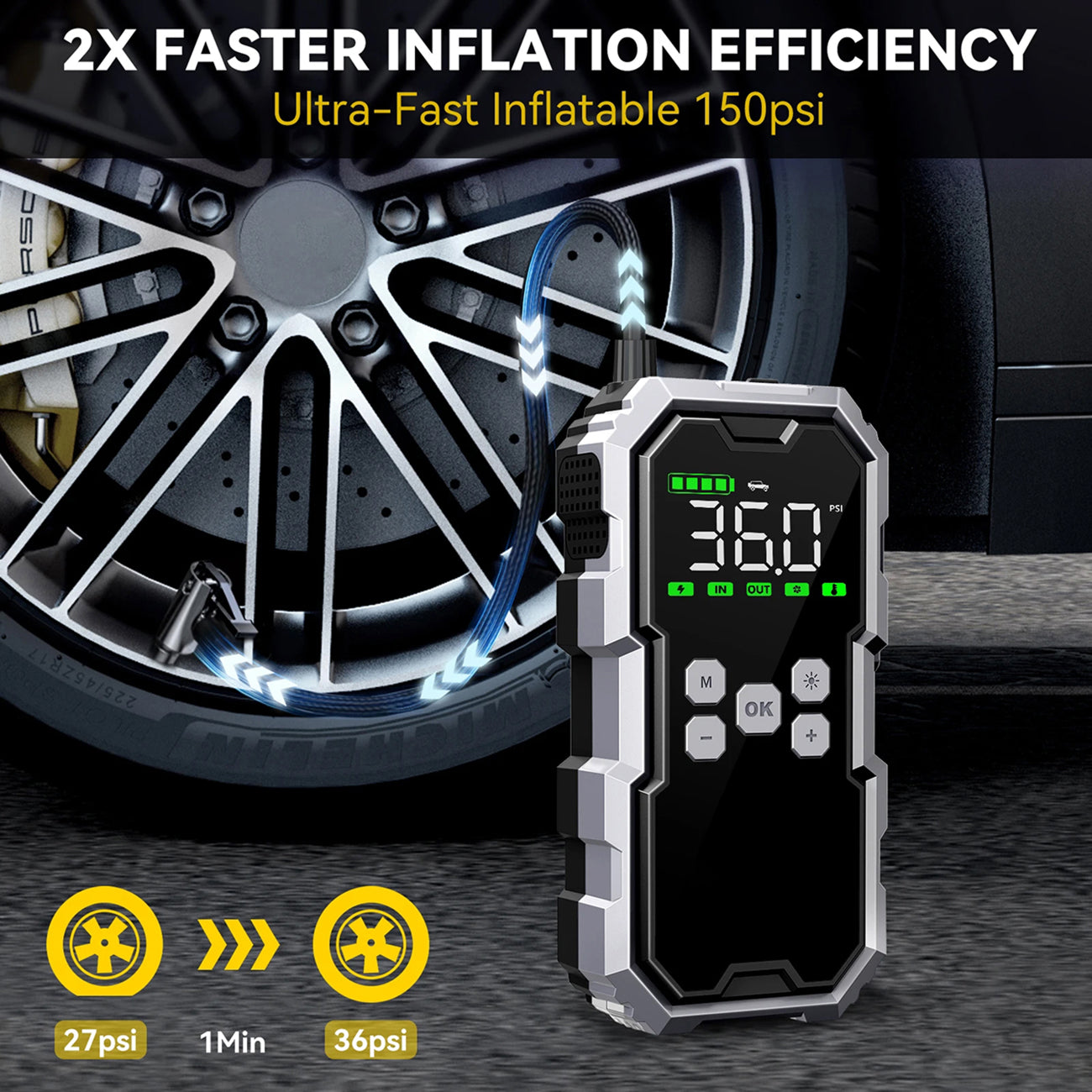 PumAirex Portable Car Jump Starter With Air Compressor