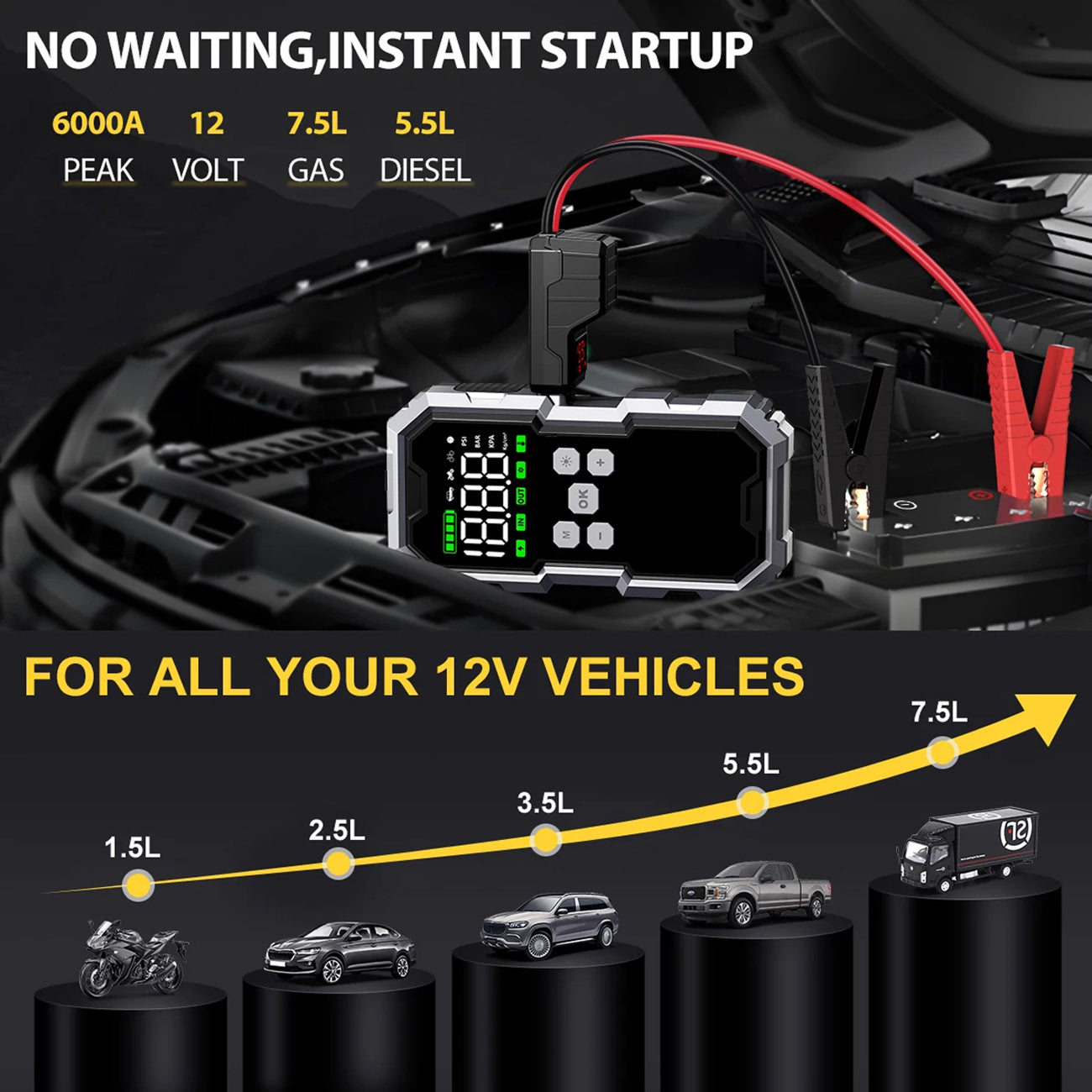 PumAirex Portable Car Jump Starter With Air Compressor