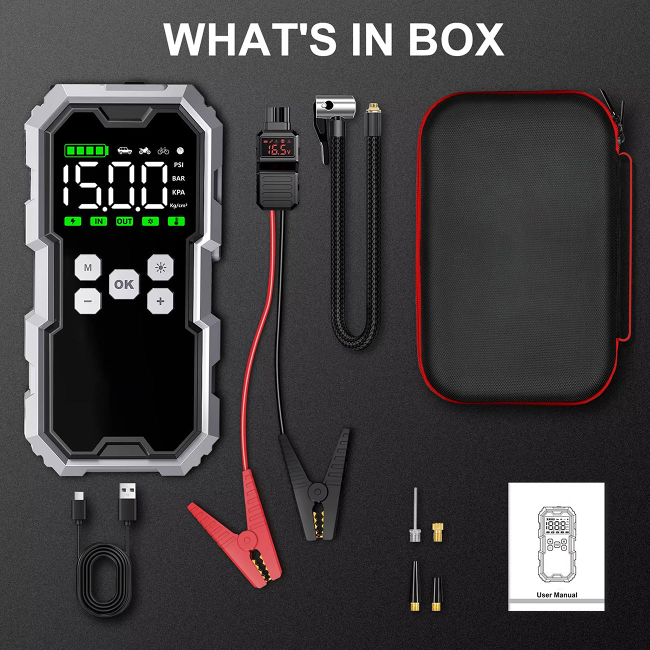 PumAirex Portable Car Jump Starter With Air Compressor