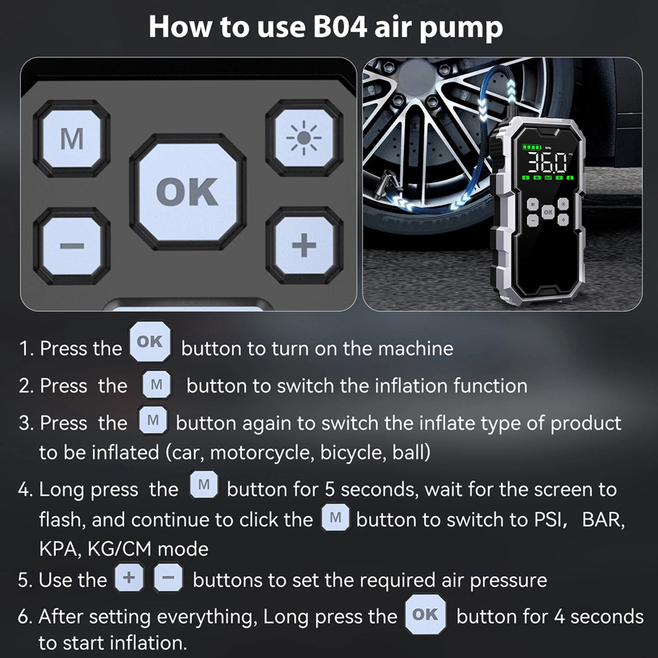 PumAirex Portable Car Jump Starter With Air Compressor