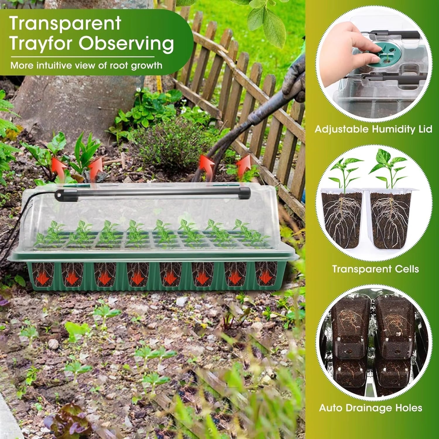 Sprotiex Seed Starter Tray with Grow Light